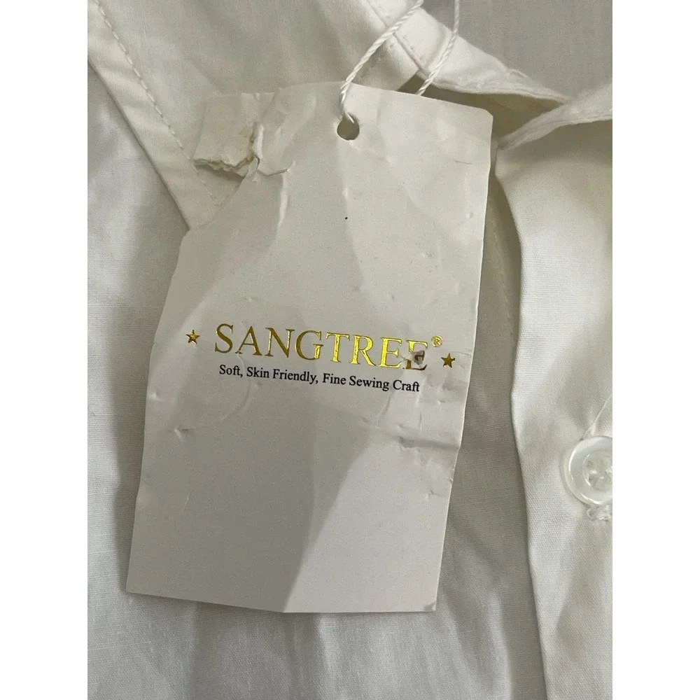 Sangtree Kids White Long Sleeve Button Down Shirt Cotton Blend Size 140 51277